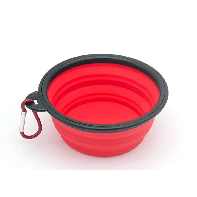 🐶 Folding Portable Silicone Dog Feeder Bowl – 2-in-1 Food & Water Dispenser with Carabiner