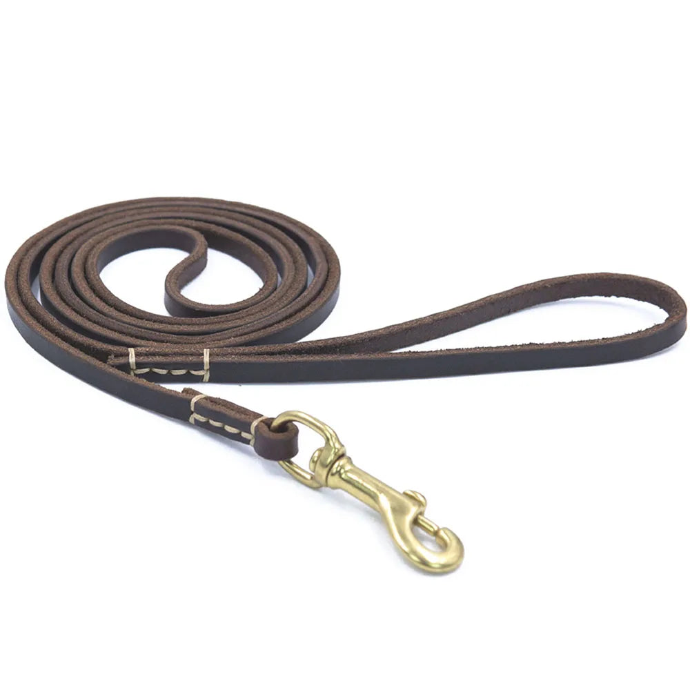 100% Genuine Leather Dog Leash – Handmade Durable Soft Real Leather Lead for Small Dogs, Puppies, and Cats