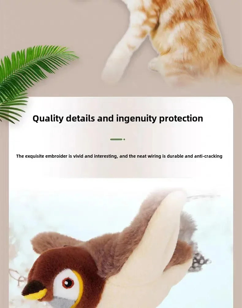 🐦 Hot Cat Interactive Electric Bird Toy – USB Rechargeable with Catnip