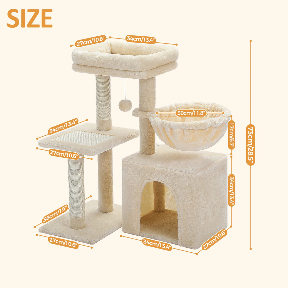 Cat Tree Tower – Scratching Posts, Hammock & Perch