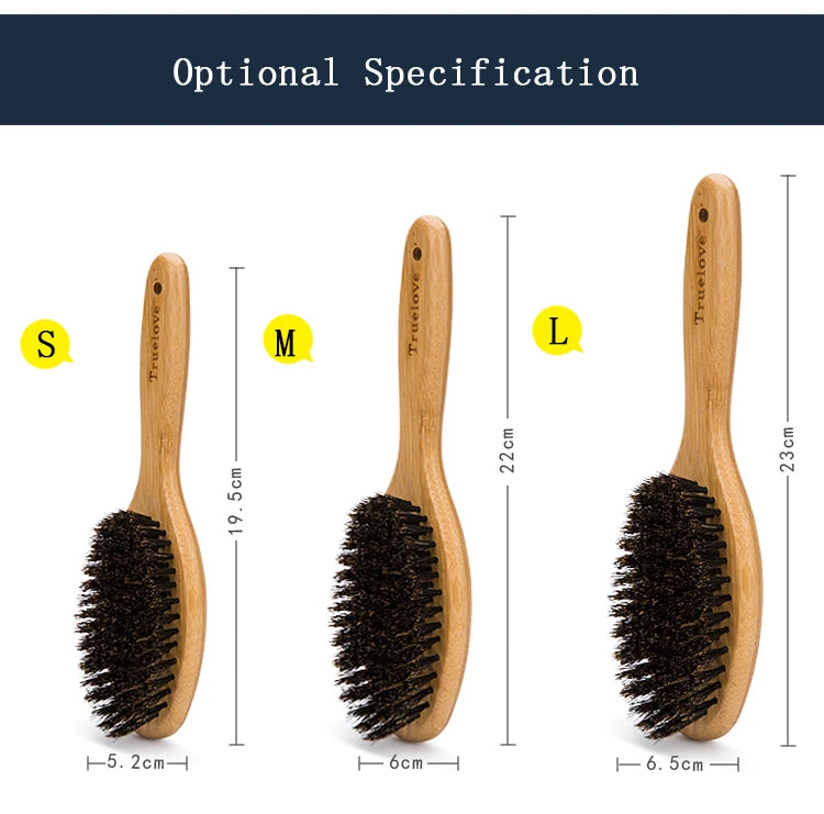 Truelove Pig Hair Pet Brush TLK21131 – Bamboo Wood Grooming Comb for Dogs & Cats