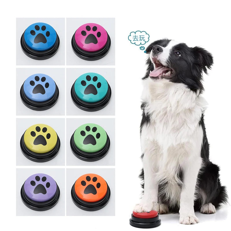 🎤 Pet Communication Button – Recordable Talking Training Toy with Cute Claw Print Design 🐾💡