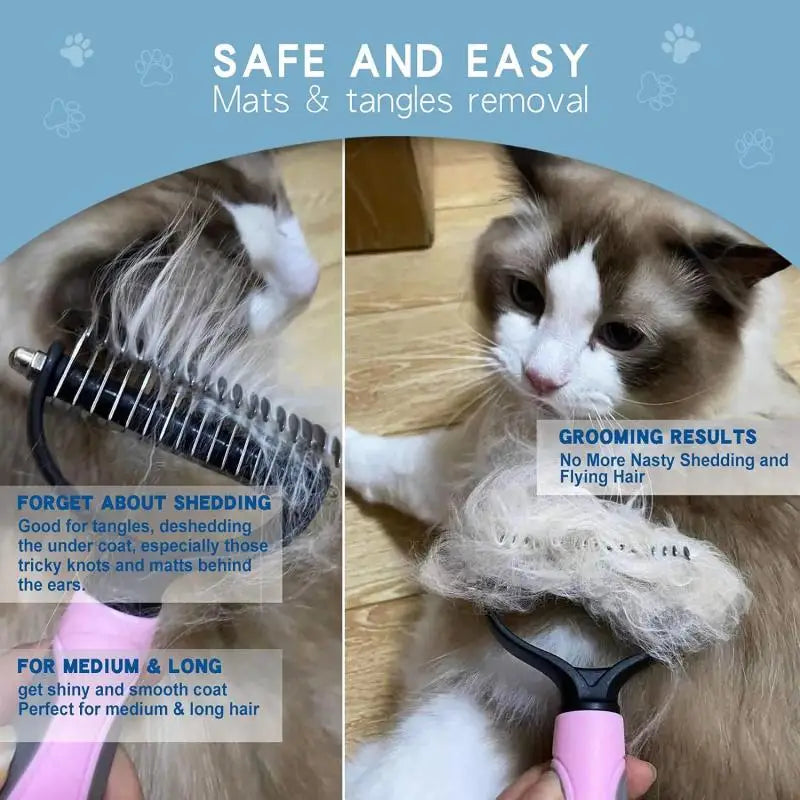 All-in-One Dog & Cat Hair Remover Brush – Grooming Comb for Long, Short & Curly Hair