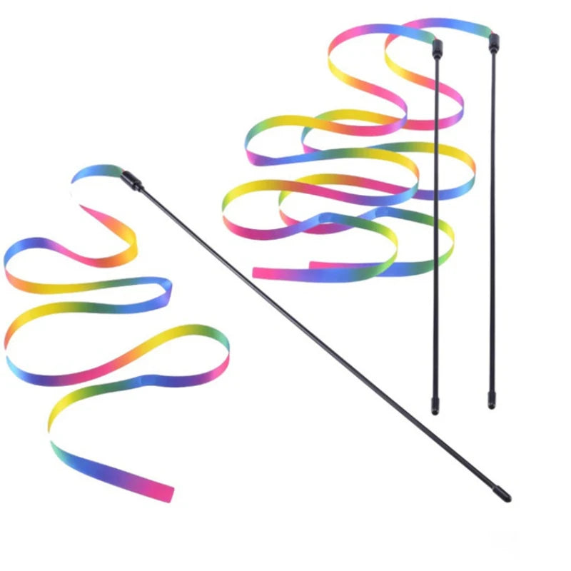 :  🌈 Pet Cat Teaser Wand – Rainbow Strip Interactive Toy