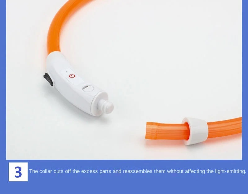 USB Rechargeable LED Glowing Pet Collar – Adjustable Night Light Safety Collar for Dogs & Cats