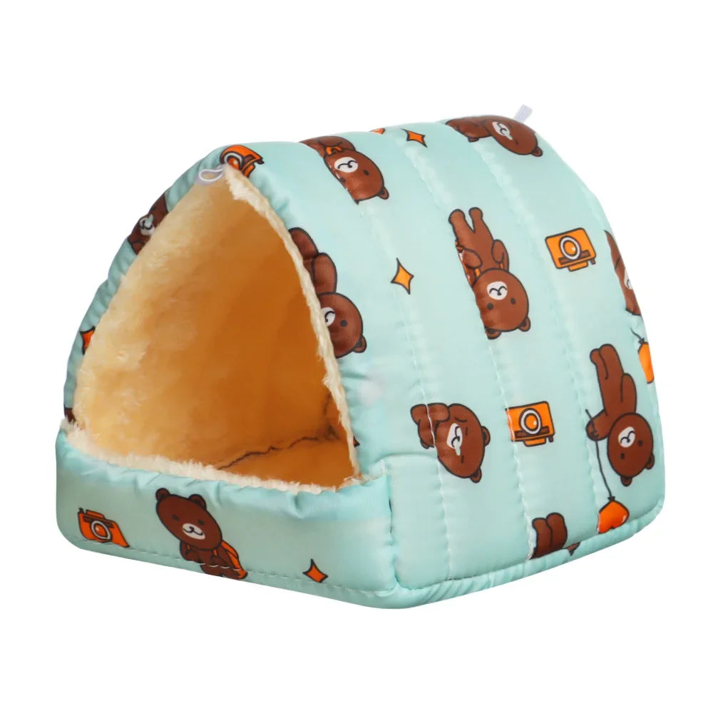 Cartoon Small Animal Bed – Soft Winter Nest for Hamsters, Guinea Pigs, Rabbits, and Squirrels