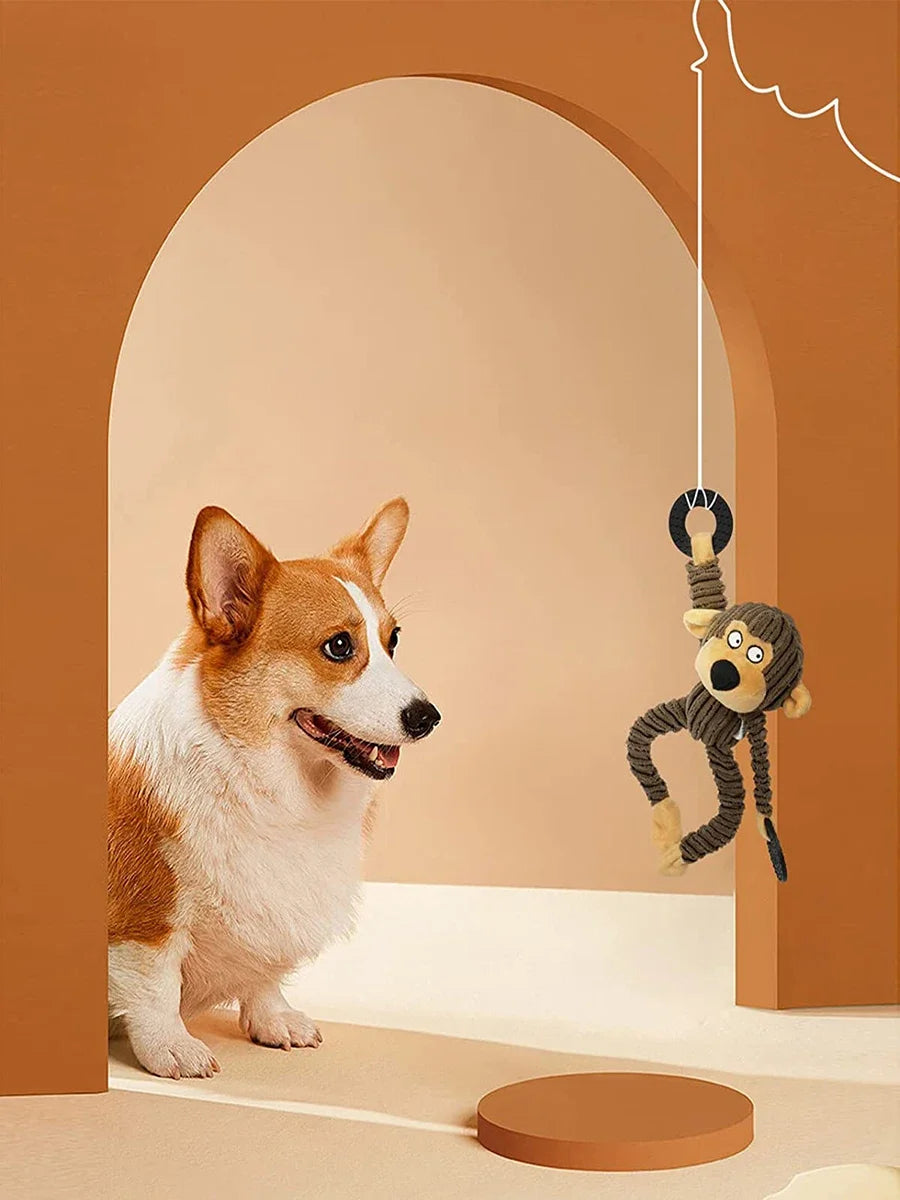 Monkey Plush Puppy Toy – Squeaky Chew & Training Toy for Small Dogs 🐵🐶