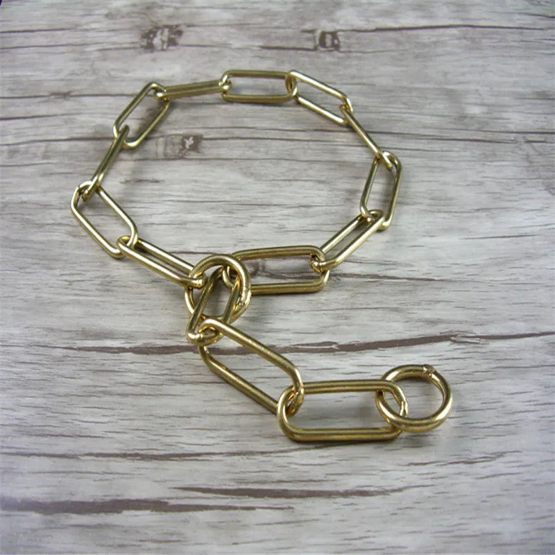 Classic Solid Copper Dog Chain Leash & Collar – Strong Brass P Chain for Medium & Large Dogs