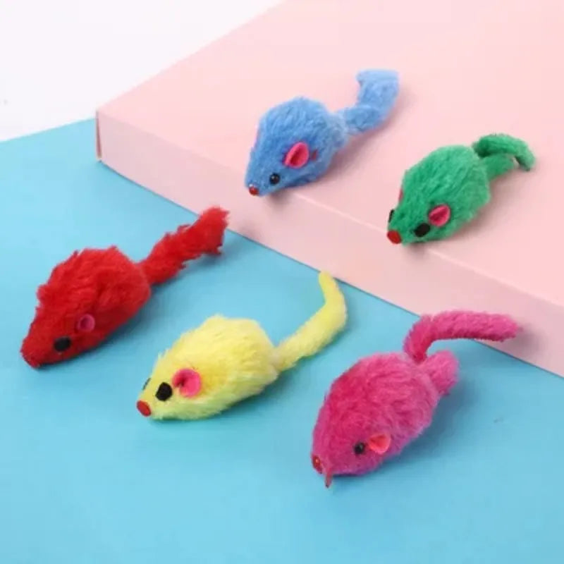 5PCS Plush Simulation Mouse Cat Toys – Interactive Teasing Toy for Cats
