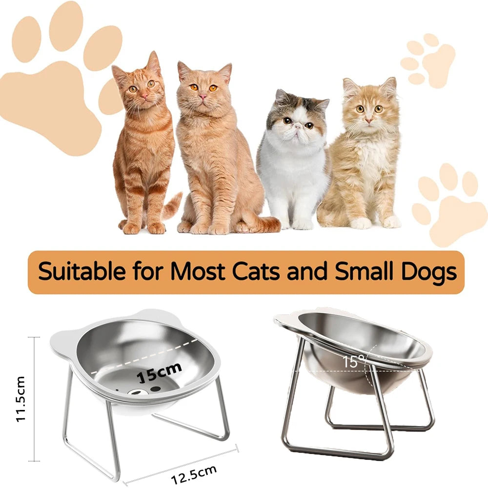 Stainless Steel Cat Food Bowl with Metal Stand