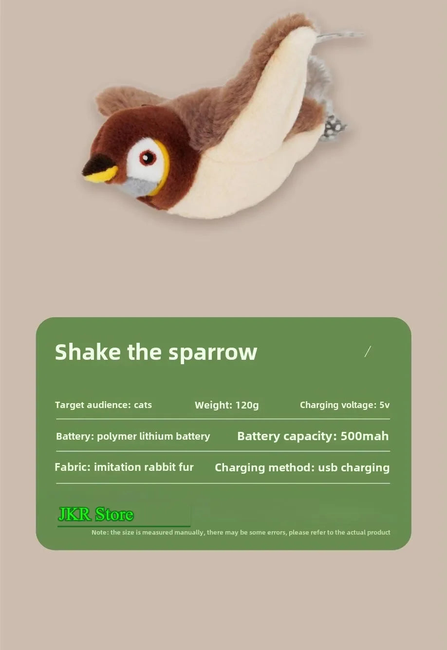 🐦 Hot Cat Interactive Electric Bird Toy – USB Rechargeable with Catnip