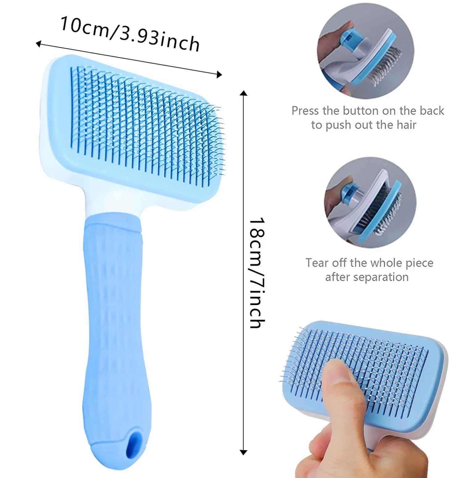 Pet Hair Remover Brush 🐾 Grooming Comb for Long-Haired Dogs & Cats