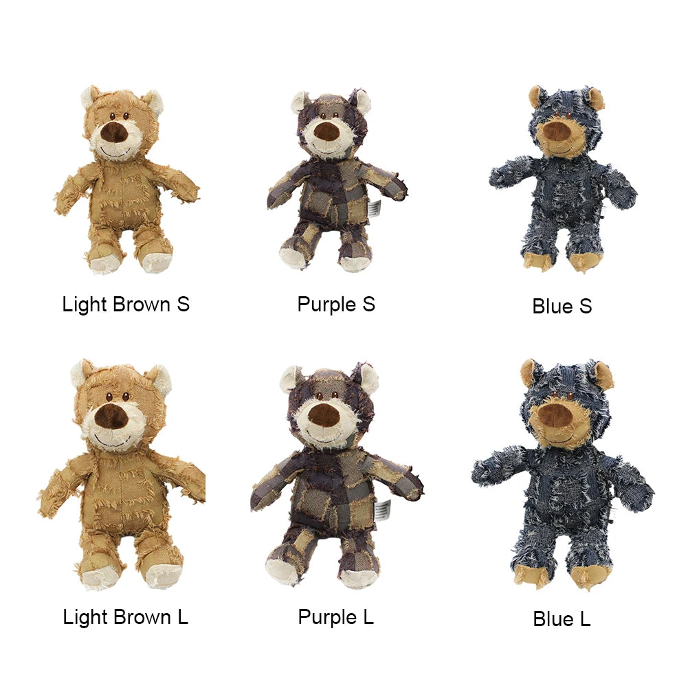 Bear-Shaped Companion Chew Toy – Indestructible Squeaky Plush for Small & Large Dogs