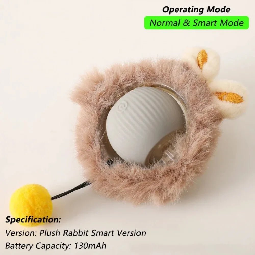 Smart Rolling Cat Toy – Rechargeable Ball with Faux Tail & Mouse Simulation