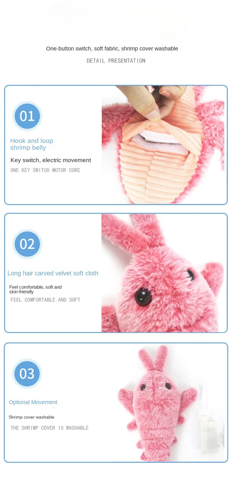 Electric Lobster Cat Toy – USB Rechargeable Interactive Jumping Shrimp Plush for Cats and Dogs, Pet Teasing Toy