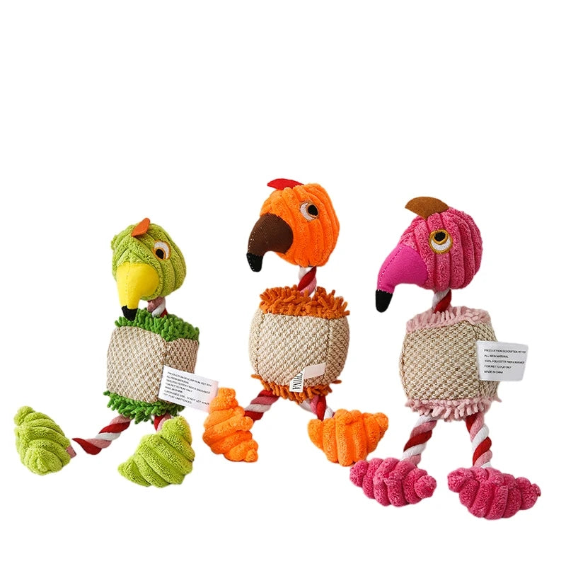 Plush Bird Dog Toy – Squeaky Chew Rope for Interactive Play 🐦🐾
