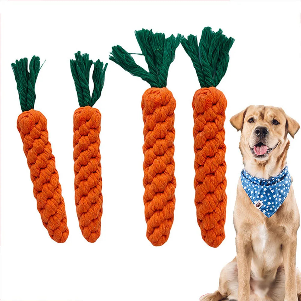 Carrot Dog Rope Toy – Durable Cotton Chew Toy for Puppies & Dogs, Teeth Cleaning Molar Toy