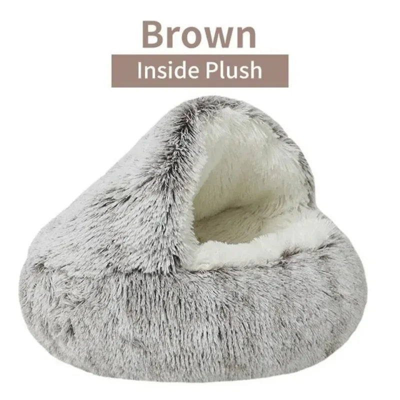 Soft Plush Round Cat Bed – Warm, Cozy Winter Nest for Cats & Small Dogs