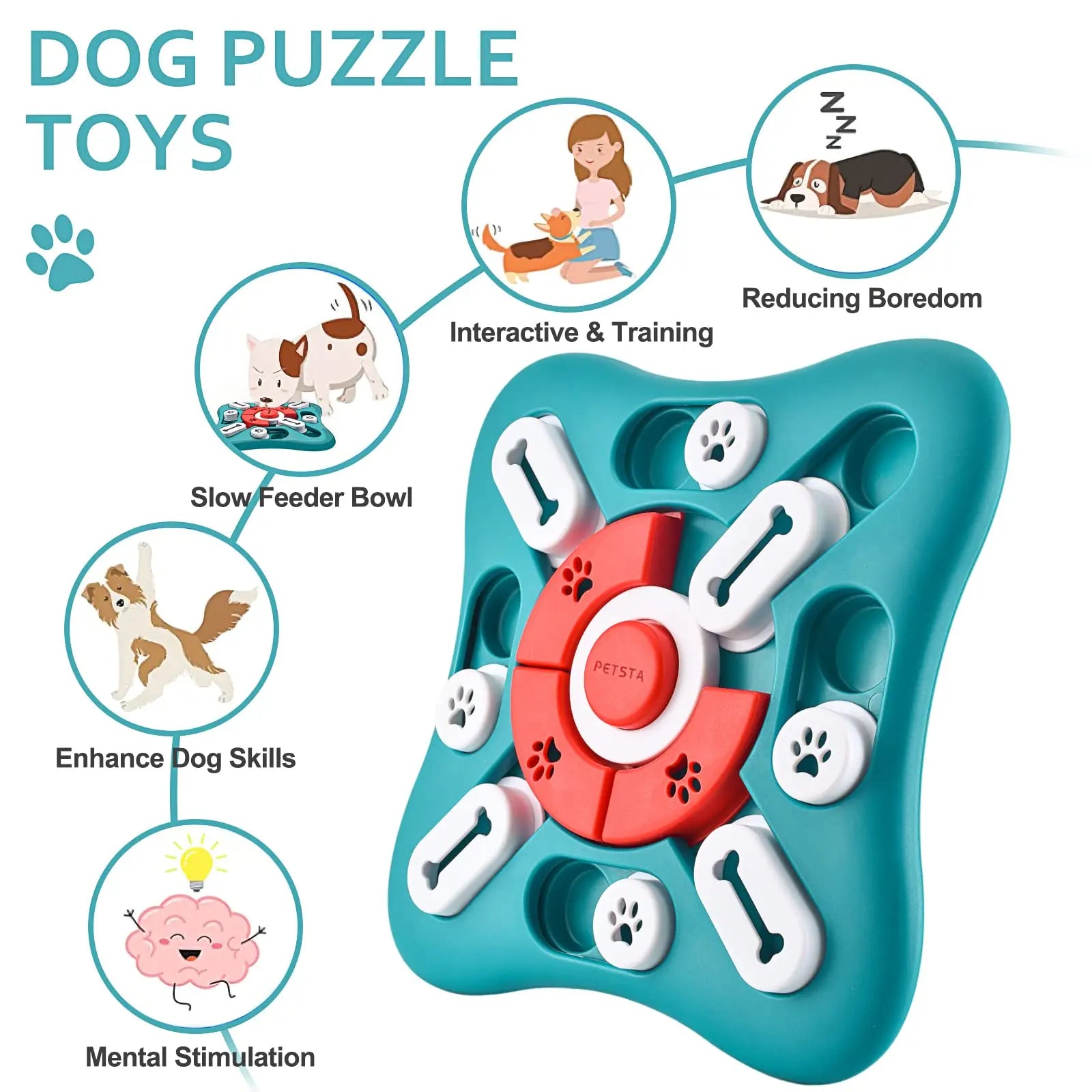 Interactive Dog Puzzle Toy – Treat Dispensing IQ Training Game for Mental Stimulation & Enrichment