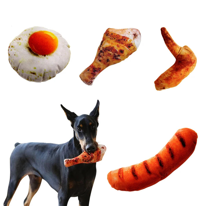 Meat Plush Dog Toy – Squeaky, Bite-Resistant Chew 🍖🐾