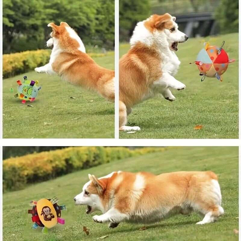 Interactive Ball Dog Toy with Plush Handle – Durable Chew Toy for Training & Stress Relief