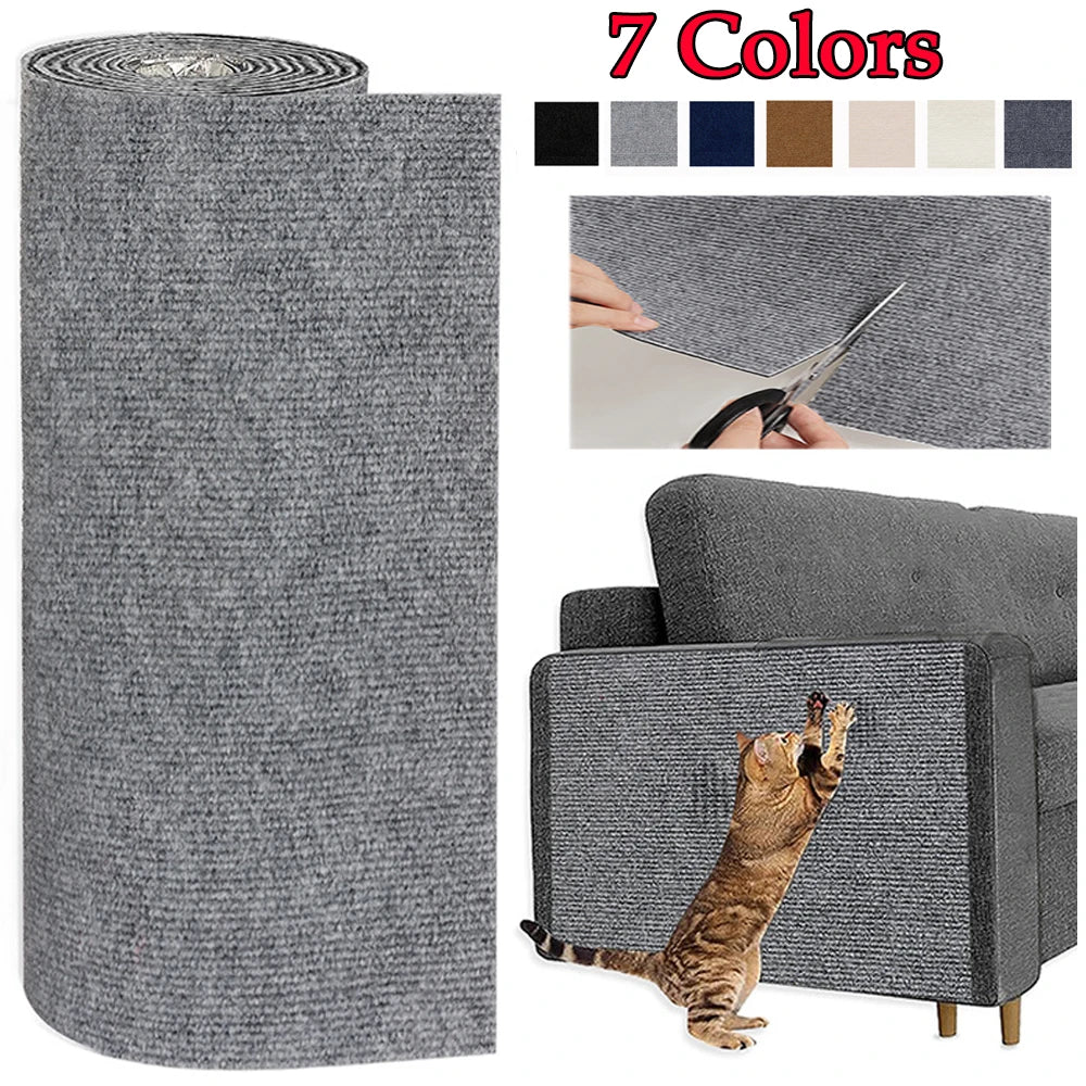 7 Colors Cat Scratcher Sofa Protector – Trimmable Self-Adhesive Carpet Scratch Pad for Cats, DIY Scratch Mat