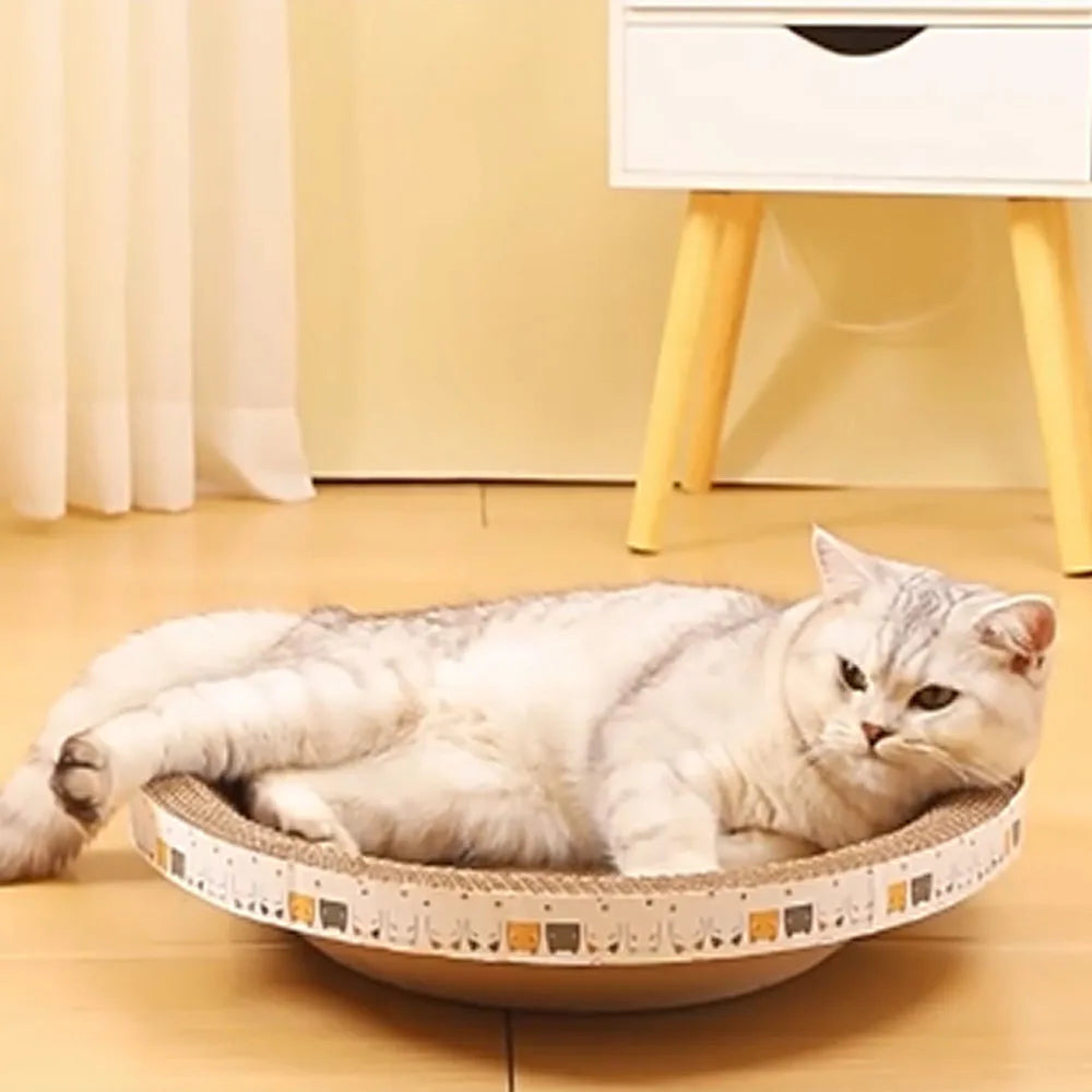 L Size Cat Scratcher Bed – Corrugated Cardboard Oval Cat Toy & Claw Grinding Lounge