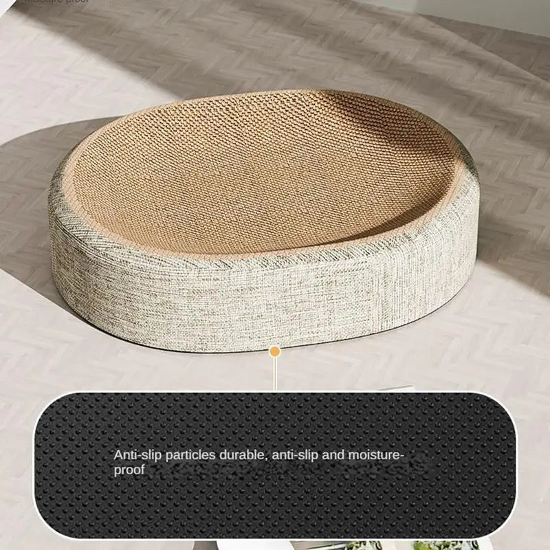 Oval Cat Scratch Pad Bed – Sisal Scratching Mat & Cozy Sleeping Nest