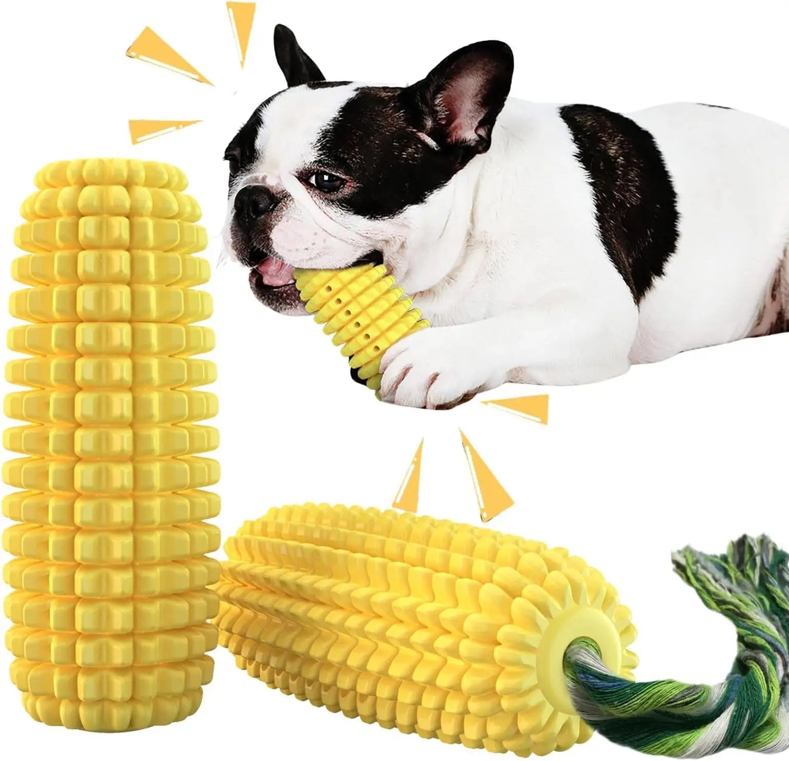 Corn Dog Chew Toys – Toothbrush Style for Aggressive Chewers, Teeth Cleaning & Interactive Play (Medium/Large Breeds)