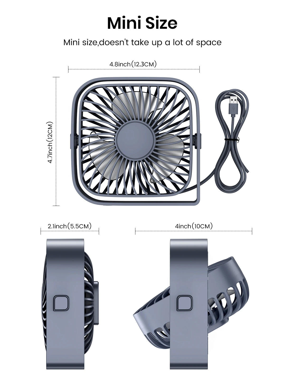 🌬️ TOPK USB Desk Fan – Portable Mini Fan with 3 Speeds | Quiet Cooling Fan for Home, Office, Desktop