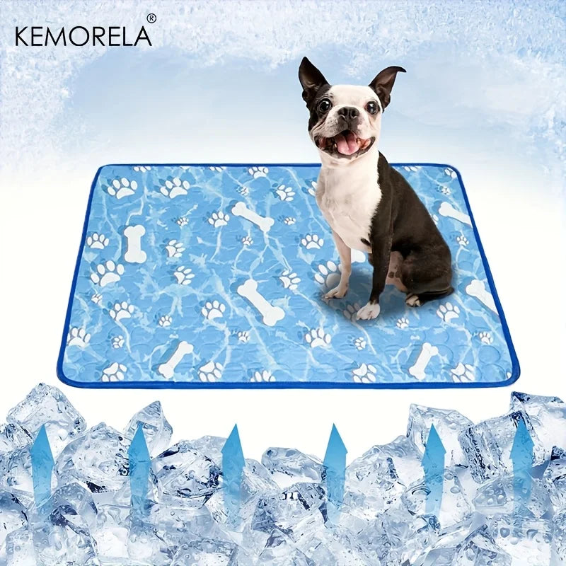 KEMORELA Large Self-Cooling Dog Pad – Washable Ice Silk Summer Mat for Dogs & Cats