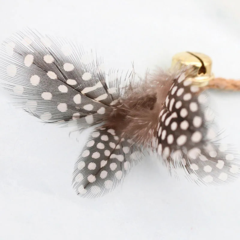 Feather Bell Cat Toy with Catnip – Animal Shape Molar Rod & Hemp Rope Chew Toy