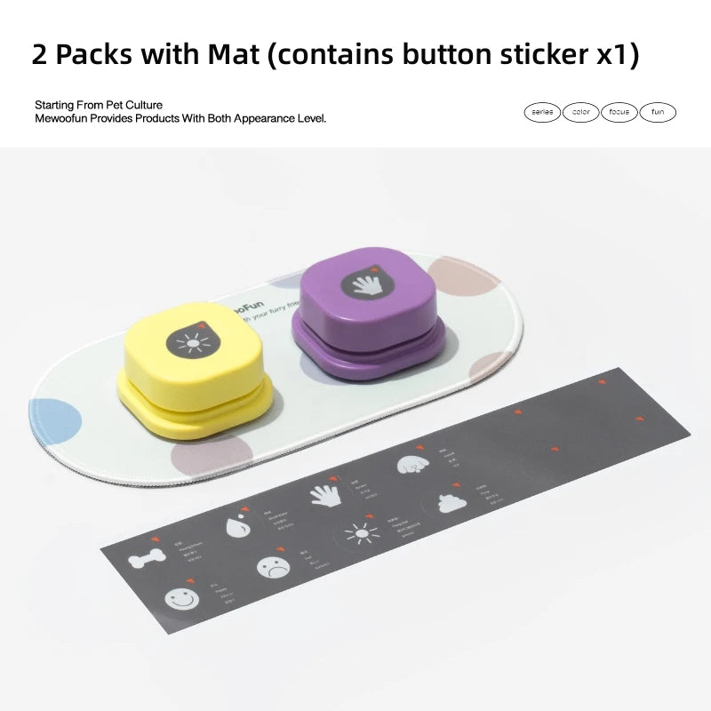 Mewoofun Talking Dog Buttons – Voice Recording Communication Buttons for Pets with Mat | Interactive Training Buzzer for Dogs & Cats
