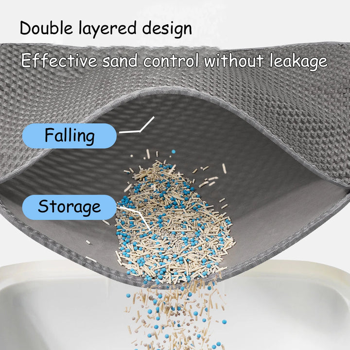60x90cm Waterproof Double Layer Cat Litter Mat – Washable, Non-Slip Pet Toilet Mat for Litter Box Cleaning