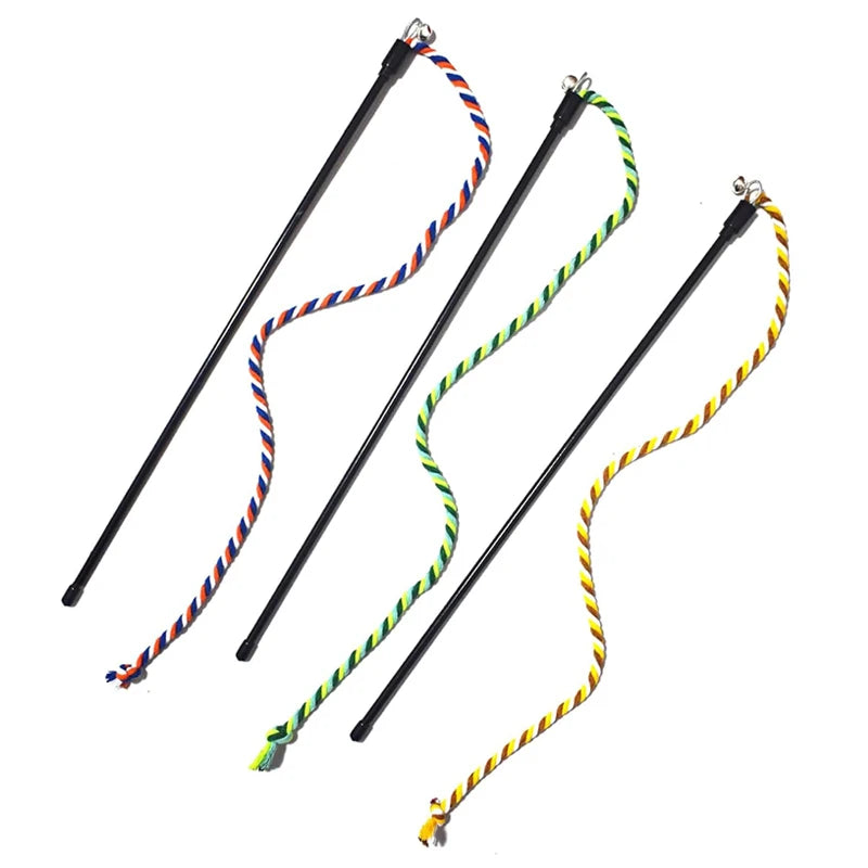 🐾 Cat Toy Interactive Teasing Rod – Rope Chase & Chew Wand for Kittens