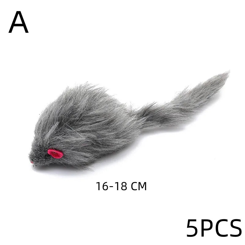 5PCS Plush Simulation Mouse Cat Toys – Interactive Teasing Toy for Cats