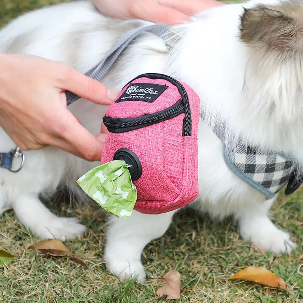 Portable Dog Training Treat Pouch – Outdoor Dog Snack Bag with Waist Strap & Poop Bag Holder