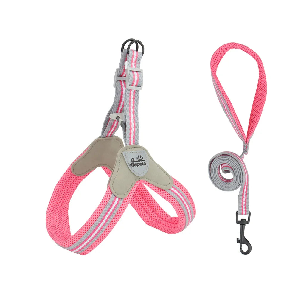 🐾 Vest Style Dog Harness & Leash Set – Adjustable Chest Strap for Small & Medium Dogs