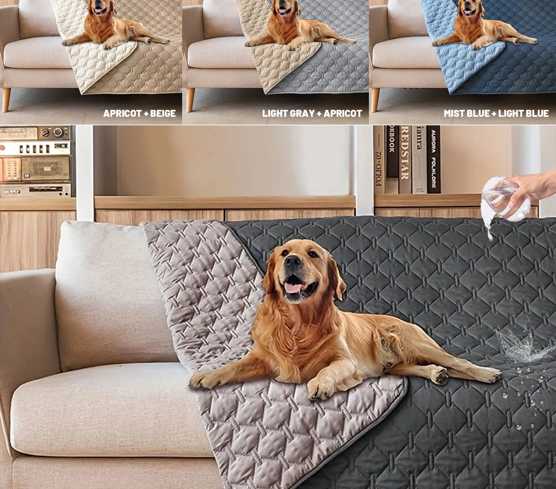 Double-Sided Reversible Dog Bed Cover – Waterproof Sofa & Furniture Protector Blanket for Pets & K