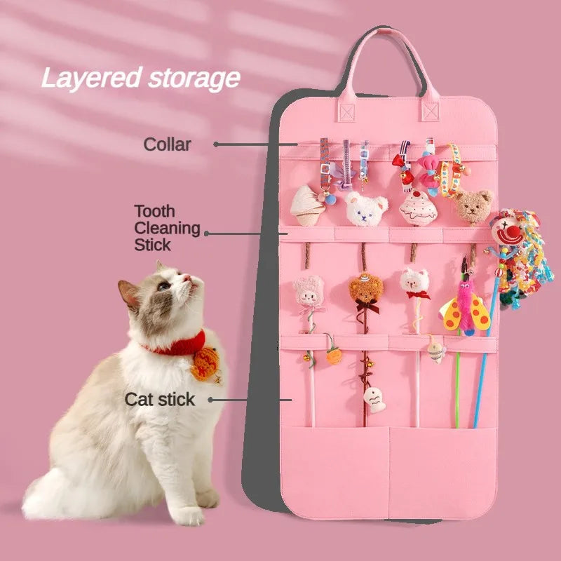 🐾 Pet Storage Bag – Cat & Dog Toy Organizer for Catnip, Sticks, Combs & More