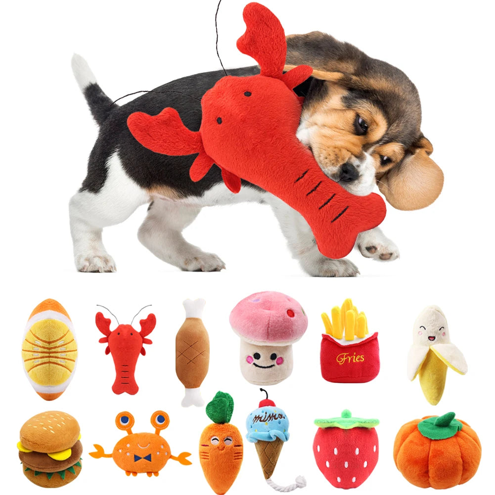 🐶 1Pc Pet Toys Fruit & Animal Cartoon Plush Squeaky Toy 🍓🐾