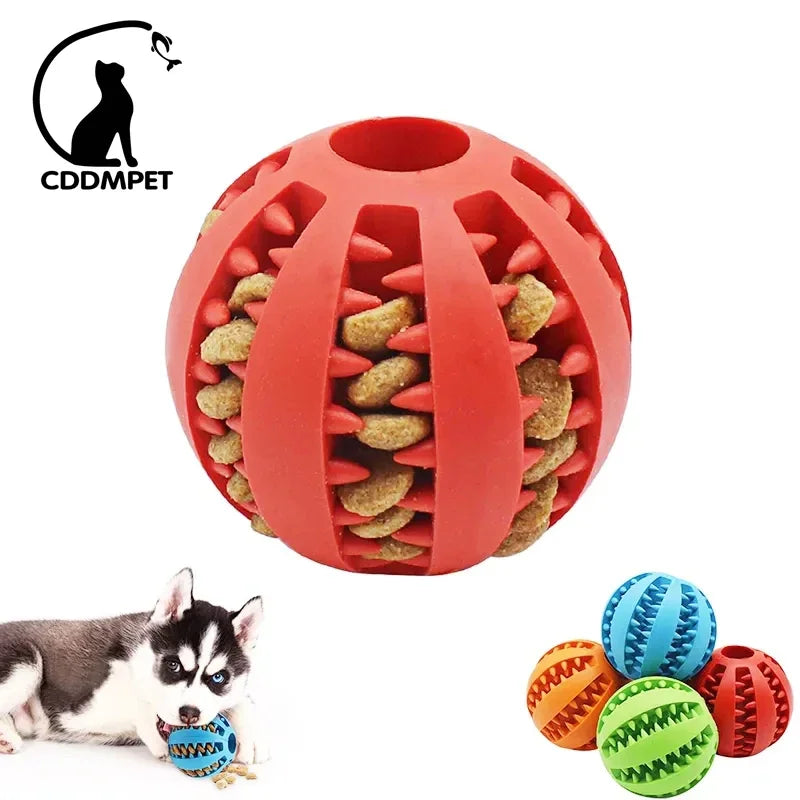 Rubber Dog Ball Toy – Interactive Chew & Treat Dispenser 🐾⚽