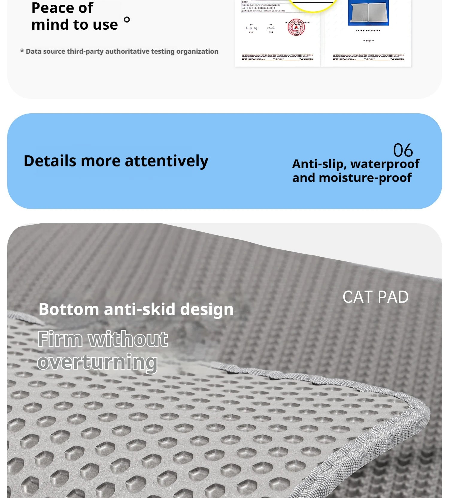 60x90cm Waterproof Double Layer Cat Litter Mat – Washable, Non-Slip Pet Toilet Mat for Litter Box Cleaning