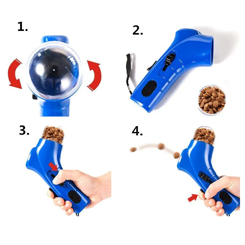 Dog Treat Launcher Toy – Portable Interactive Snack Feeder Gun for Training & Play