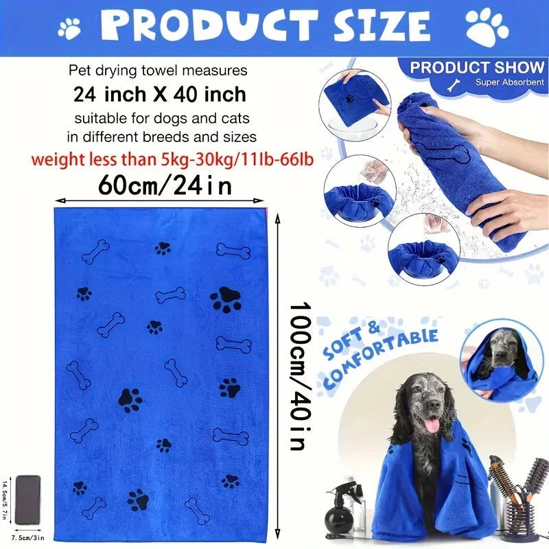 Quick-Drying Microfiber Pet Towel – Super Absorbent Bath Towel for Dogs & Cats