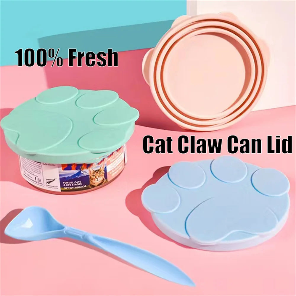 🥫 Portable Silicone Pet Can Lid with Spoon – 3-Ring Food Sealer