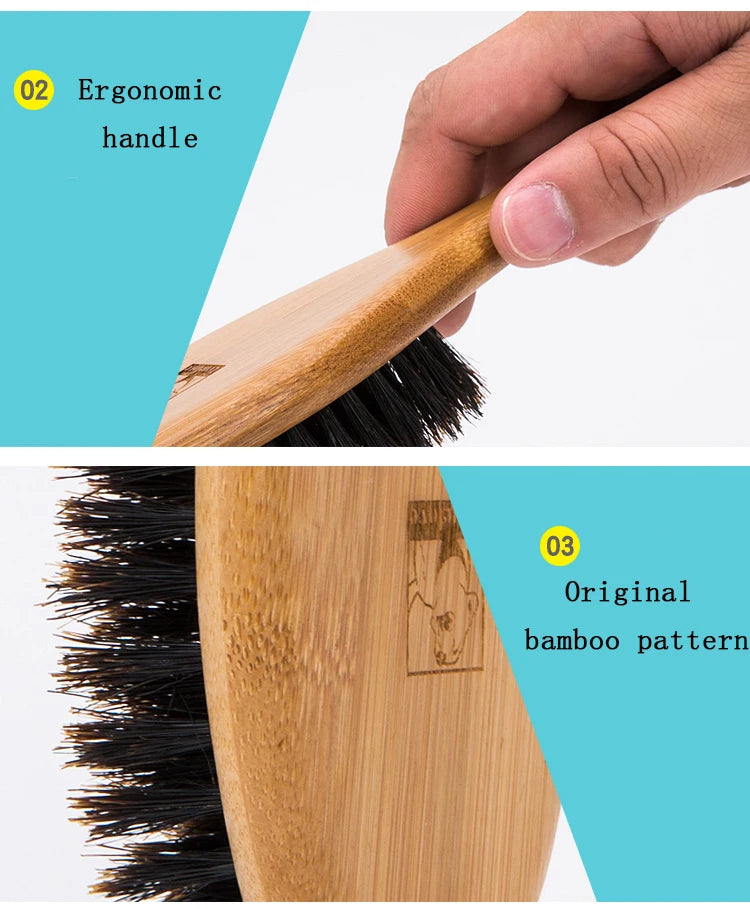 Truelove Pig Hair Pet Brush TLK21131 – Bamboo Wood Grooming Comb for Dogs & Cats
