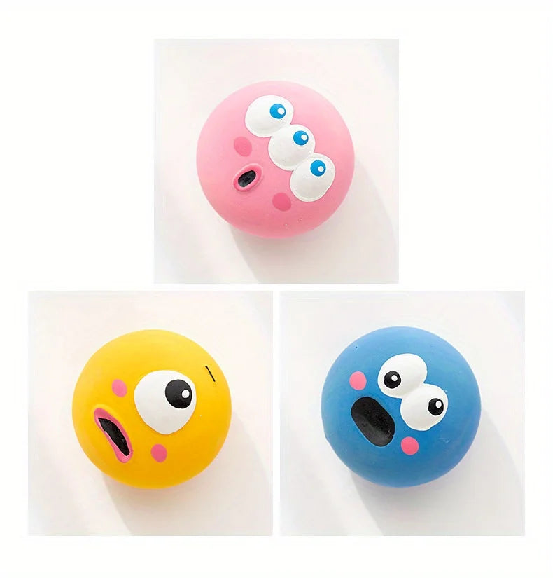Squeaky Eyeball Dog Toy – Durable Latex Chew Ball | Interactive Training Sound Toy for Pets