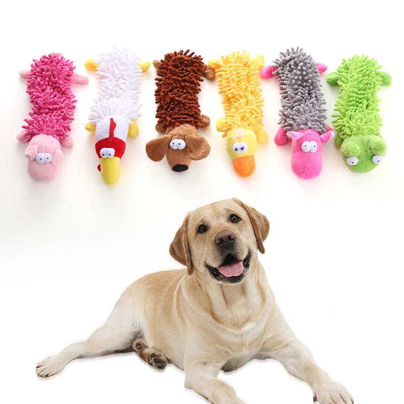 Plush Animal Dog Toy – Frog/Hippo Squeaky Chew 🐾🧸