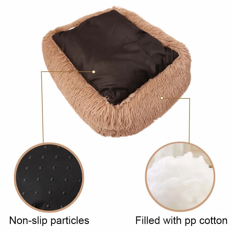 Winter Plush Rectangle Dog Bed – Warm Pet Sofa Mat for Small, Medium & Large Dogs & Cats